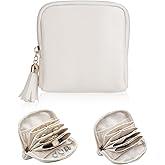 bipkonu Small Travel Jewelry Case, Valentines Gifts for Women, Velvet Jewelry Pouch Bags with Tassel Zipper, Portable Travel Jewelry Organizer Storage for Bracelet Rings Earring, Beige