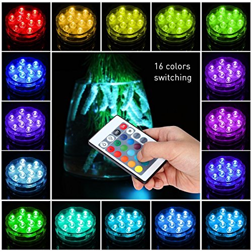 Melon Boy Submersible Led Lights,Underwater Waterproof Bathtub Lights with Remote Control for Hot Tub,Vase Base,Pond,Pool,Aquarium,Party,Fish Tank,Home Decorations Mood Lights 4pc