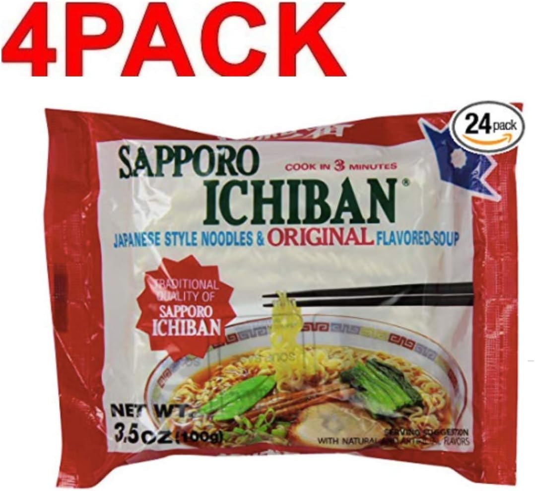 apporo Ichiban Noodle Instant Bag, Original, 3.5 Ounce (4 Pack (Pack of 24))
