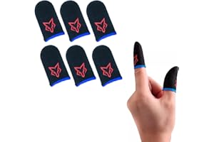 SARAFOX Finger Sleeves Breathable Touchscreen for Mobile Games V1 (6pcs) Profesional Finger Gloves Gamer PUGB Free Fire COD (Red/Blue)