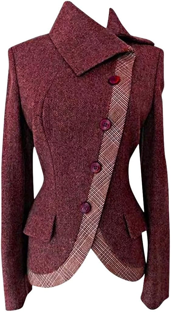 Sale Clearance Office Ladies Plus size Blazer Jacket Women Warm Side Buttoned Patchwork