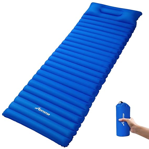 MOVTOTOP Isomatte Camping, 200x60x9cm Aufblasbare Luftmatratze, Komfortable Luftbett mit Kissen, Leichtes Matratze, Aufblasba