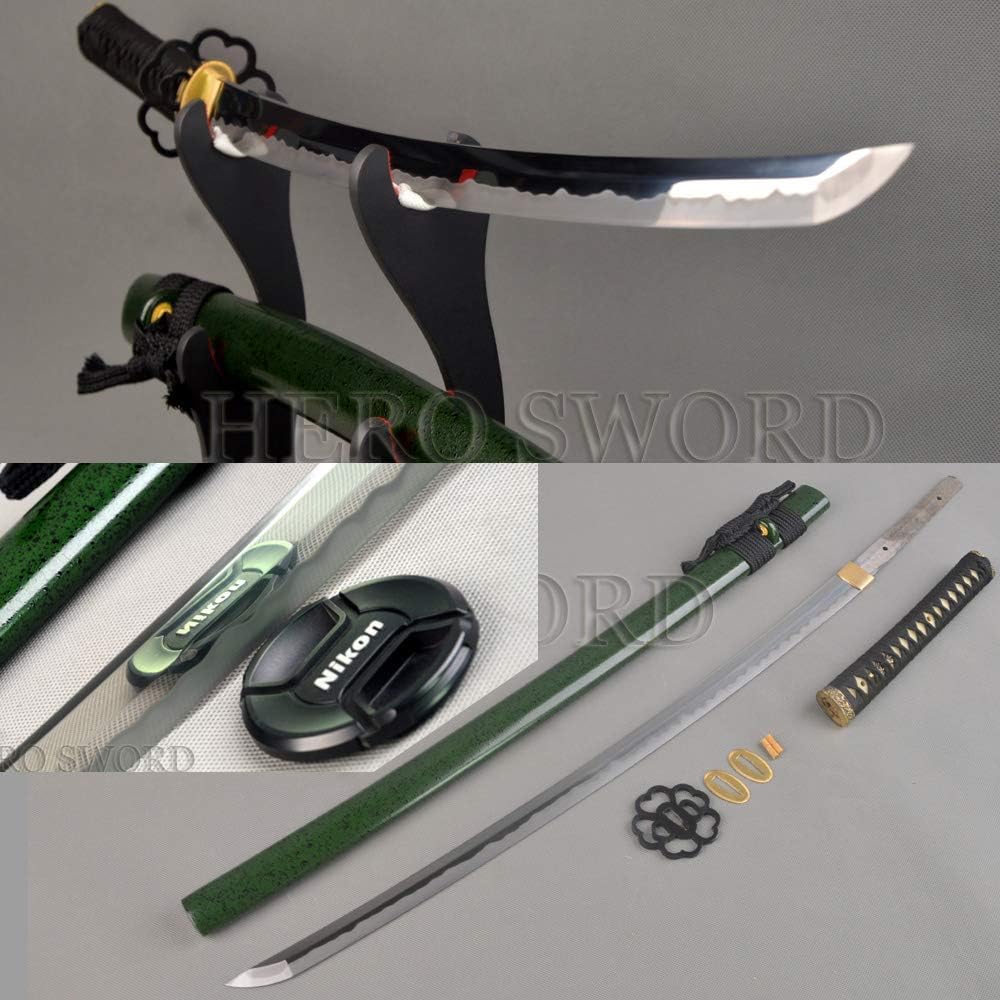 A Set of Japanese Knives Clay Tempered T1095 High Carbon Steel Katana Wakizasi Combat Razor Sharp Samura Sword