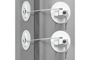 CICICO 2 Pcs High-End Full Metal Fridge Lock - Stronger and More Durable Than Plastic Locks! Keep Your Children Safe with This Refrigerator Lock for Cabinets, Drawers, and Freezers! (Pads Size:3.2 x 3.2 in)