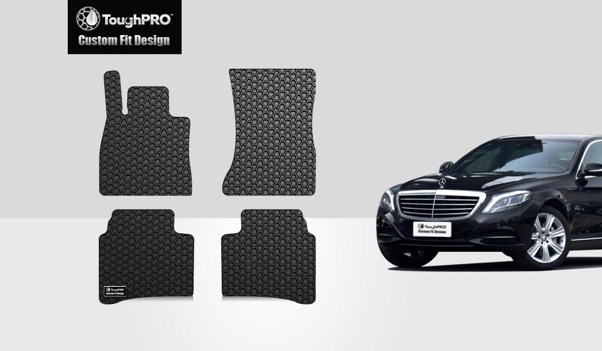 TOUGHPRO Floor Mats Accessories Set (Front Row + 2nd Row) for Mercedes Benz S450 S550 All Weather Heavy Duty (Made in USA) Black Rubber 2014 2015 2016 2017 2018 2019 2020