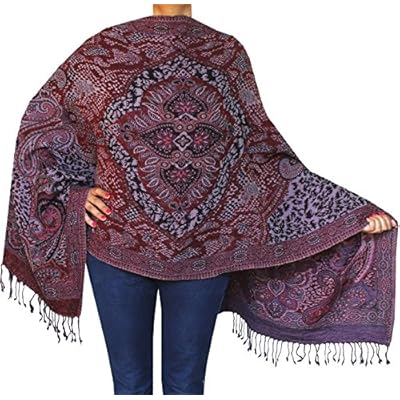 Boiled Wool Jamawar Shawl Scarves Womens Indian Clothing (76 x 28 inches) Boiled Wool Jamawar Shawl Scarves Womens Indian Clothing (76 x 28 inches)