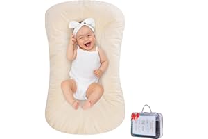 Vicorise Baby Lounger 100% Cotton,Infant Lounger Baby Nest Baby Bed,Baby Nest Lounger Baby Lounger for Newborn 0-24 Months,Newborn Babies Essentials Gifts,Apricot