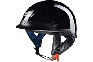 AHR Half Face Motorcycle Helmet DOT Approved Half Helmet for Motorbike Cruiser Chopper, Run-C & Run-D, Matt Black or Patriotic Flag