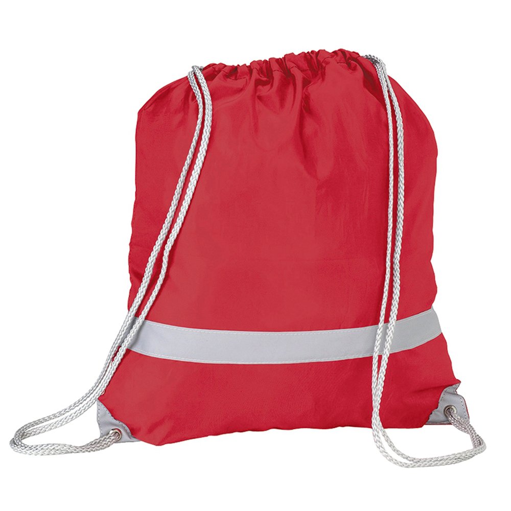 eBuyGB Pack of 10 High Visibility Reflective Drawstring Rucksack Casual Daypack, 2.7 L (Red)