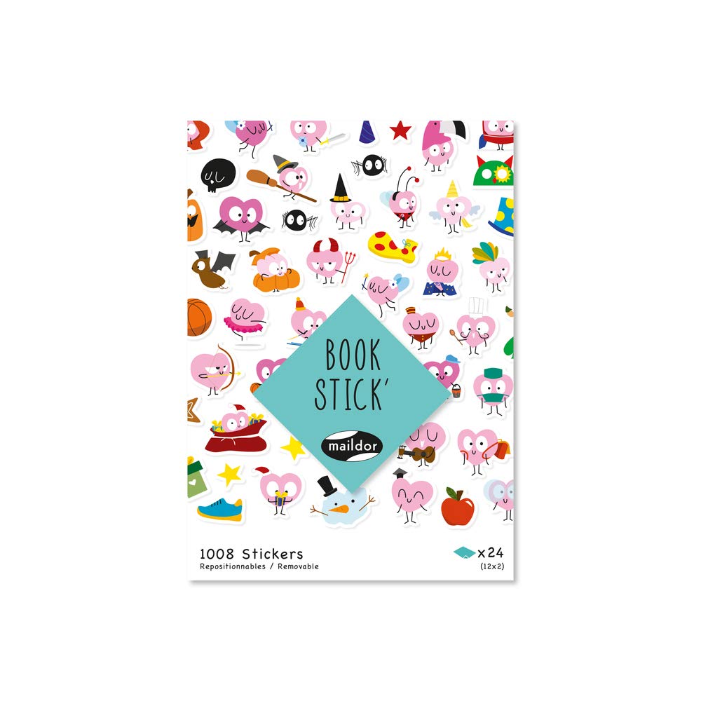 Maildor AE199C - Children's book stick - A5 SIZE (14.8 cm x 21 cm) - 24 sheets - 1008 STICKERS - LOVE - Children's Creative and Leisure Activity - DIY