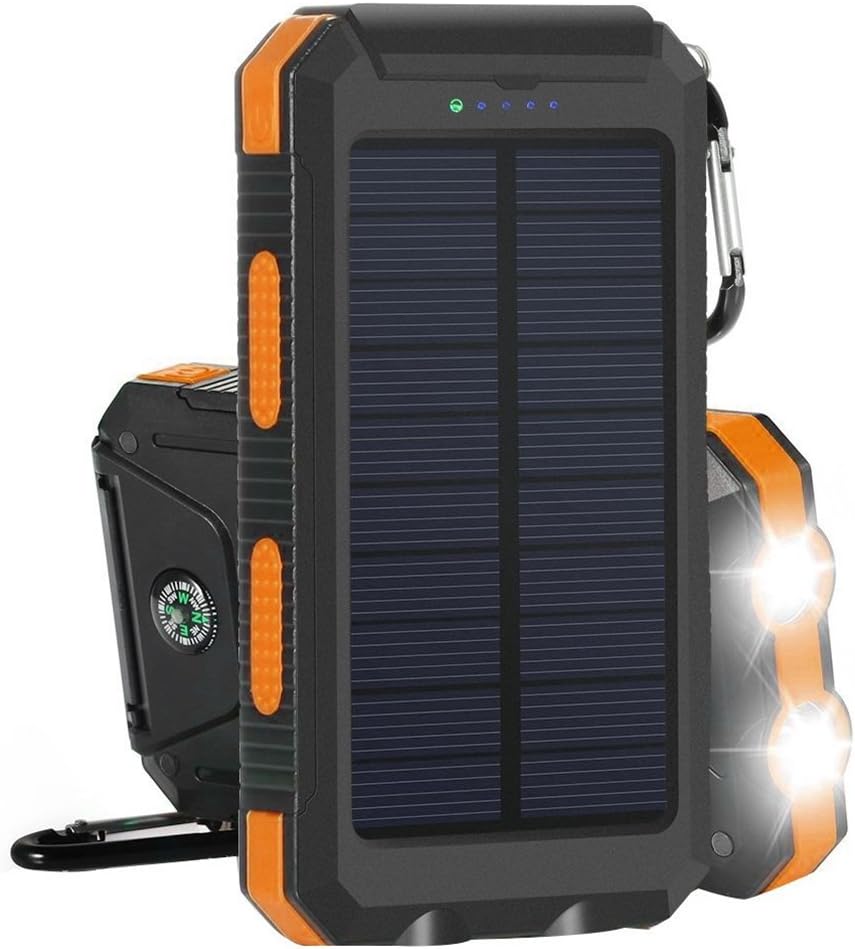10000mAh Solar Power Bank Solar Ladegerät Dual USB-Solar Charger SunPower mit 2 LED