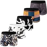 HUOPAOSHUO 605 Men's printed flat cornered underwear softlight and comforttable Moisture wicking boxs briefs five pack