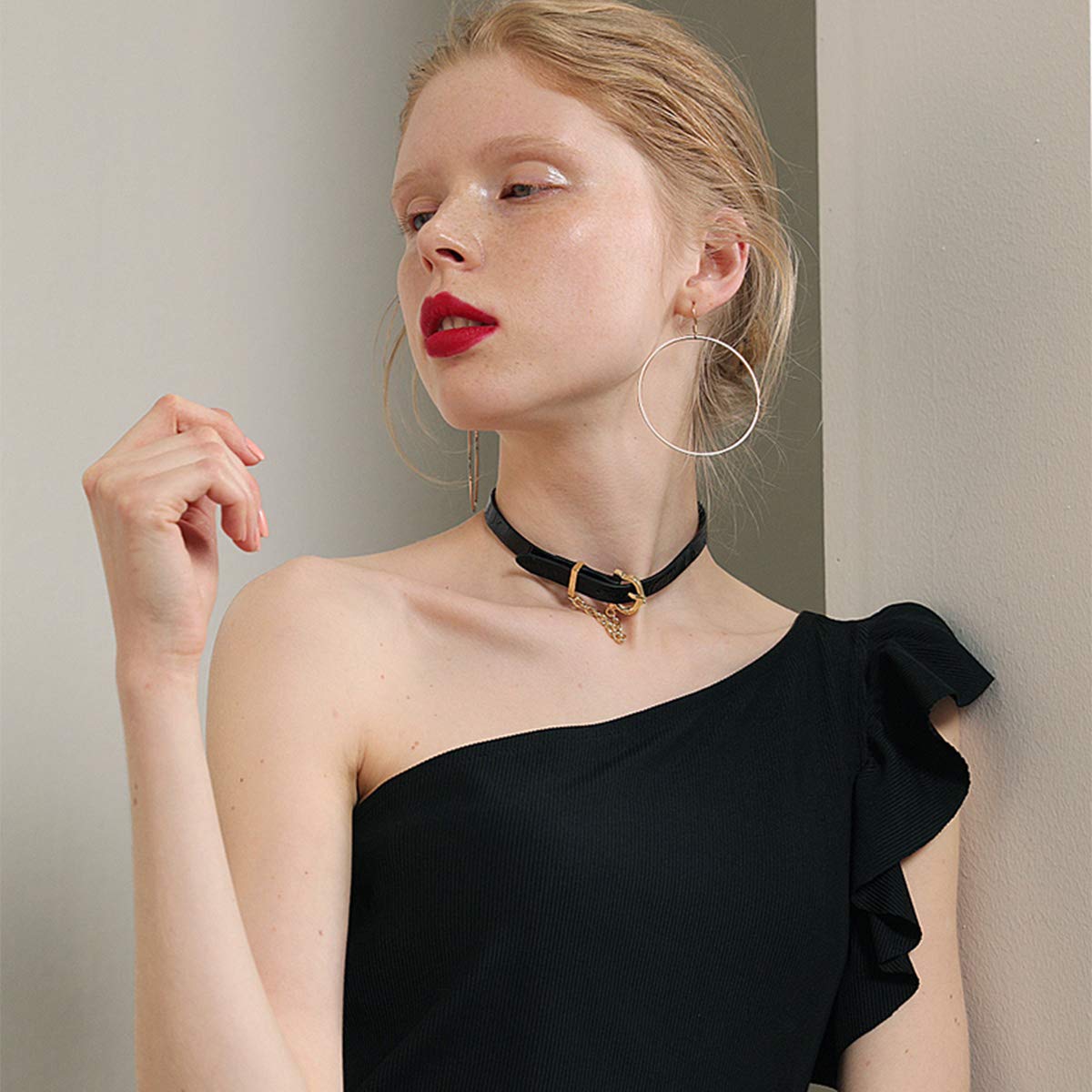 Mocalady Jewelers Womens Hoop Earrings 18 K Gold Stainless Steel Jewelry Ear Loop 60 MM