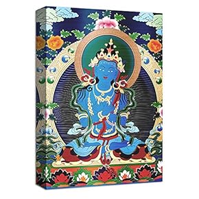 Canvas Wall Art Buddha Mural Tibet Thangka Painting Artwork for Home Prints Framed - 12x18 inches