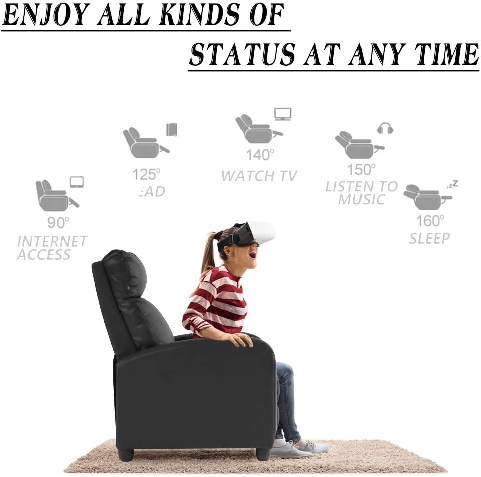 Recliner Chair for Living Room Massage Recliner Sofa Reading Chair Winback Single Sofa Home Theater Seating Modern Reclining Chair Easy Lounge with PU Leather Padded Seat Backrest: Furniture & Decor