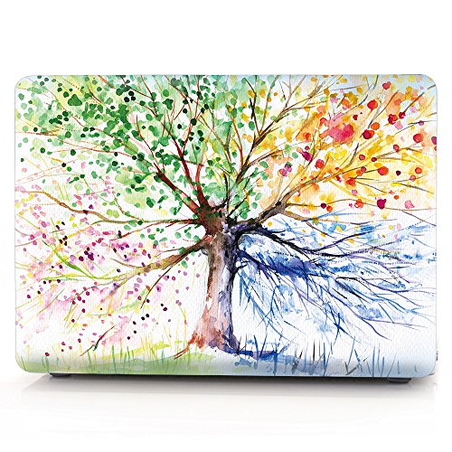 HRH 2 in 1 Watercolor Art Four Seasons Tree Laptop Body Shell Protective Hard Case Cover Silicone Keyboard Cover for MacBook New Air 13" Retina Display Fingerprint Touch ID (Model A1932,2018 Release) - Thumbnail 2