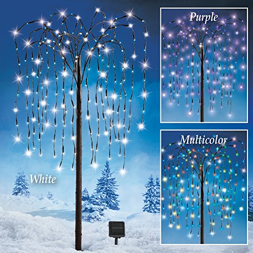 Artificial Willow Tree Solar Powered LED Night Lights Outdoor Lawn