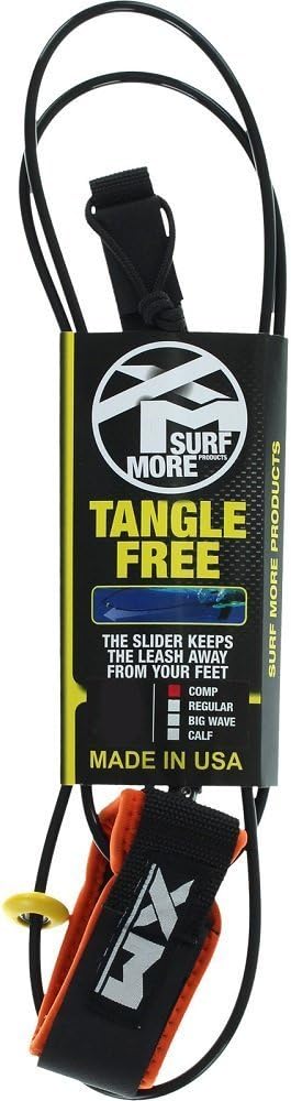 Surfmore XM Tangle Free Surfboard Longboard Leash 8' Comp Black