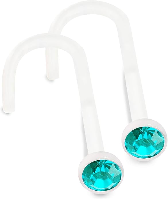 bodyjewellery 2pcs 18g 1mm Nose Screw Rings Bioflex Flexible Corkscrew