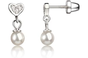 Cherished Moments Girl's Sterling Silver Earring with Drop Cultured Pearl and Screw Backs