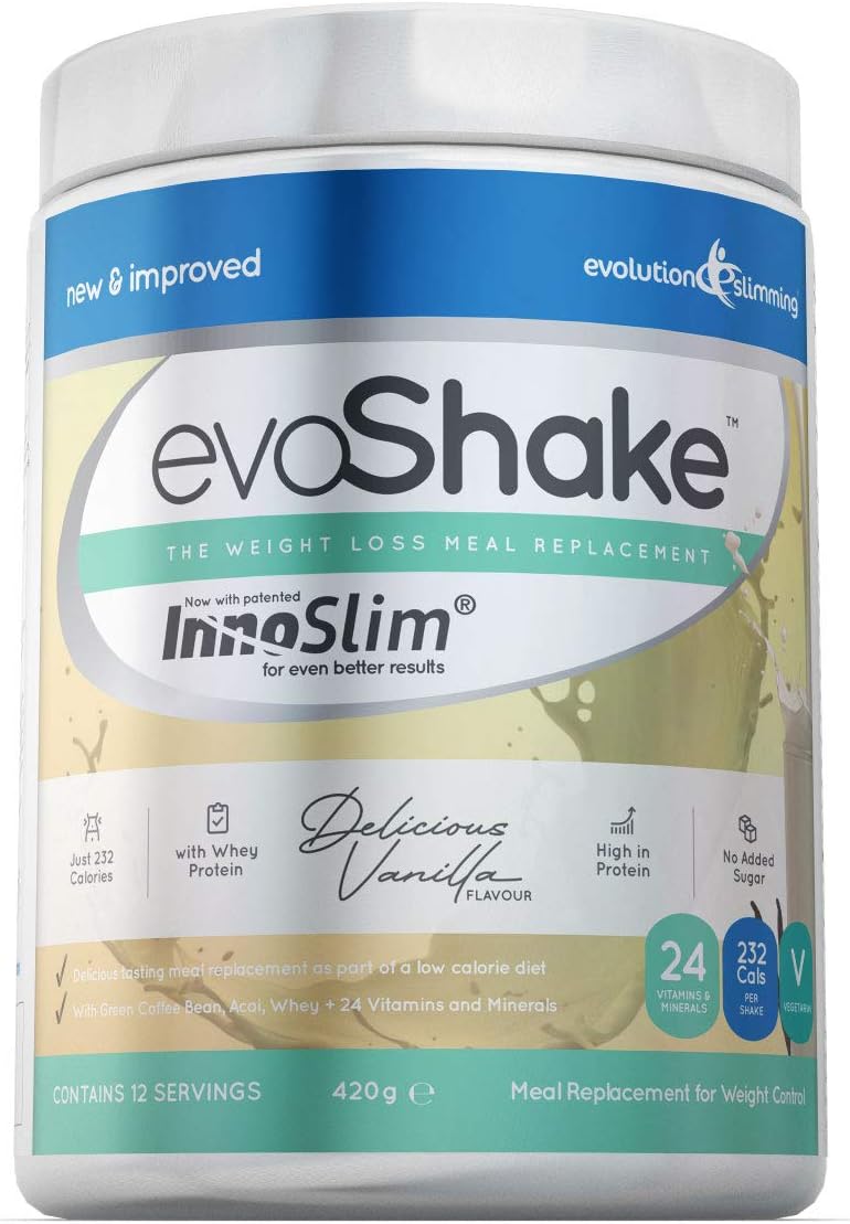 EvoShake Meal Replacement Whey Diet Shake 420g, Vanilla, Evolution Slimming