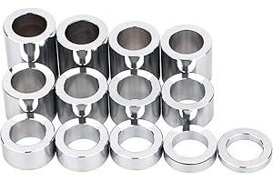 YDLMT 13 Pieces Chrome Motorcycle Wheel Axle Spacer Kit I.D. 1" - O.D. 1-1/2" (1.50) for Harley Touring Road King Electra Glide Custom Bobbers Choppers