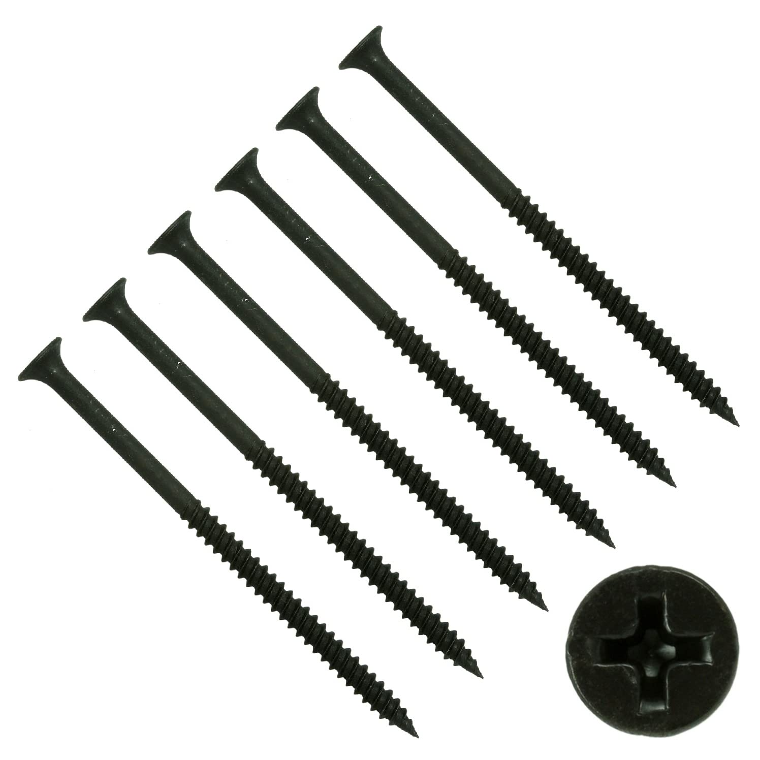 TERF® Drywall Fine Thread Sharp Point Screws 4.8 X 100mm Phillips Drive Flat Countersunk Black Screws For Drywall Plasterboard Wood and other similar types Screw Size 4.8 X 100mm - Pack of 25