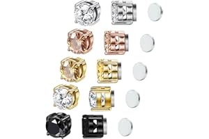 Cigmag Magnetic Earrings for Women - Acupressure Earrings Ultra Strength Magnets - Diamond Non Piercing Set with Present Box (Five Pairs)