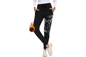CAMPSNAIL Fleece Lined Joggers Women - Water Resistant Thermal Winter Sweatpants Running Hiking Yoga with Pockets