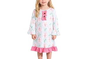 DACSOIT Christmas Toddler Girls Nightgowns Santa Claus Gift Pattern Sleepwear Night Dress Pajamas 2-8Y