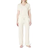 Amazon Essentials Women's Soft Cotton Blend Short Sleeve T-Shirt and Pant Pajama Set