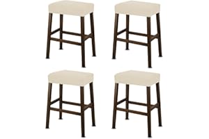 NeColorLife Rectangle Bar Stool Covers,Stretch Waterproof Saddle Seat Covers for Counter Height and Kitchen Island Chairs,Vanity Barstool Cushion Protector,Beige,Pattern A,4 Pack
