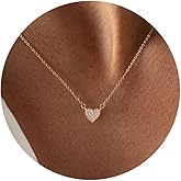 Plenky Heart Necklace, AAA+ Cubic Zirconia, 14K Gold Plated Necklace for Women, Cute Dainty Love Pendant Necklaces for Women