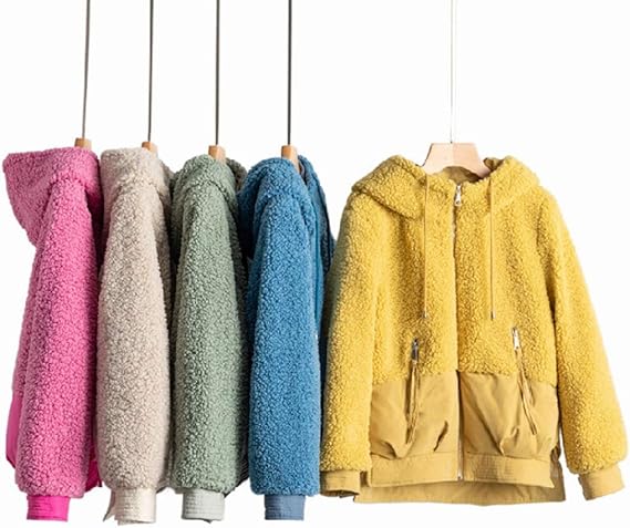 Amazon 秋冬 レディース 中綿ジャケット ボアフリース アウター フード付き 防風防寒 暖かい カジュアル ショート丈 大きめ シンプル おしゃれ 可愛い 女の子 イエロー グリーン ピンク ベージュ ブルー コート ジャケット 通販