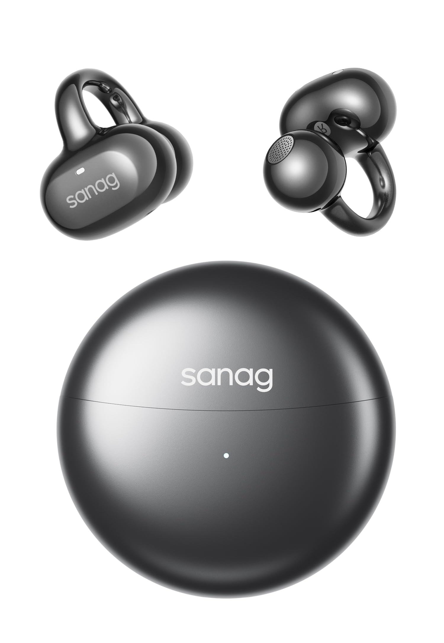 SANAG Open Ear Kopfhörer, Clip on Kopfhörer, Bluetooth 6.0, 42H Spielzeit, IP67 Wasserdicht, ENC Geräuschunterdrückung für Anrufe, Sicherer Halt für Laufen, Radfahren & Wandern