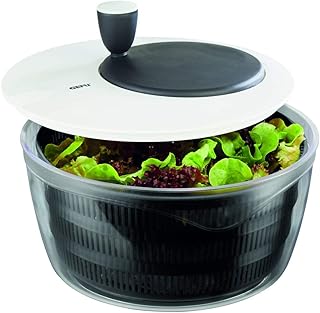 GEFU 28170 Salatschleuder ROTARE – mit Kurbelantrieb und Siebeinsatz – integrierter Ausgießer für das Wasser – 3teilig