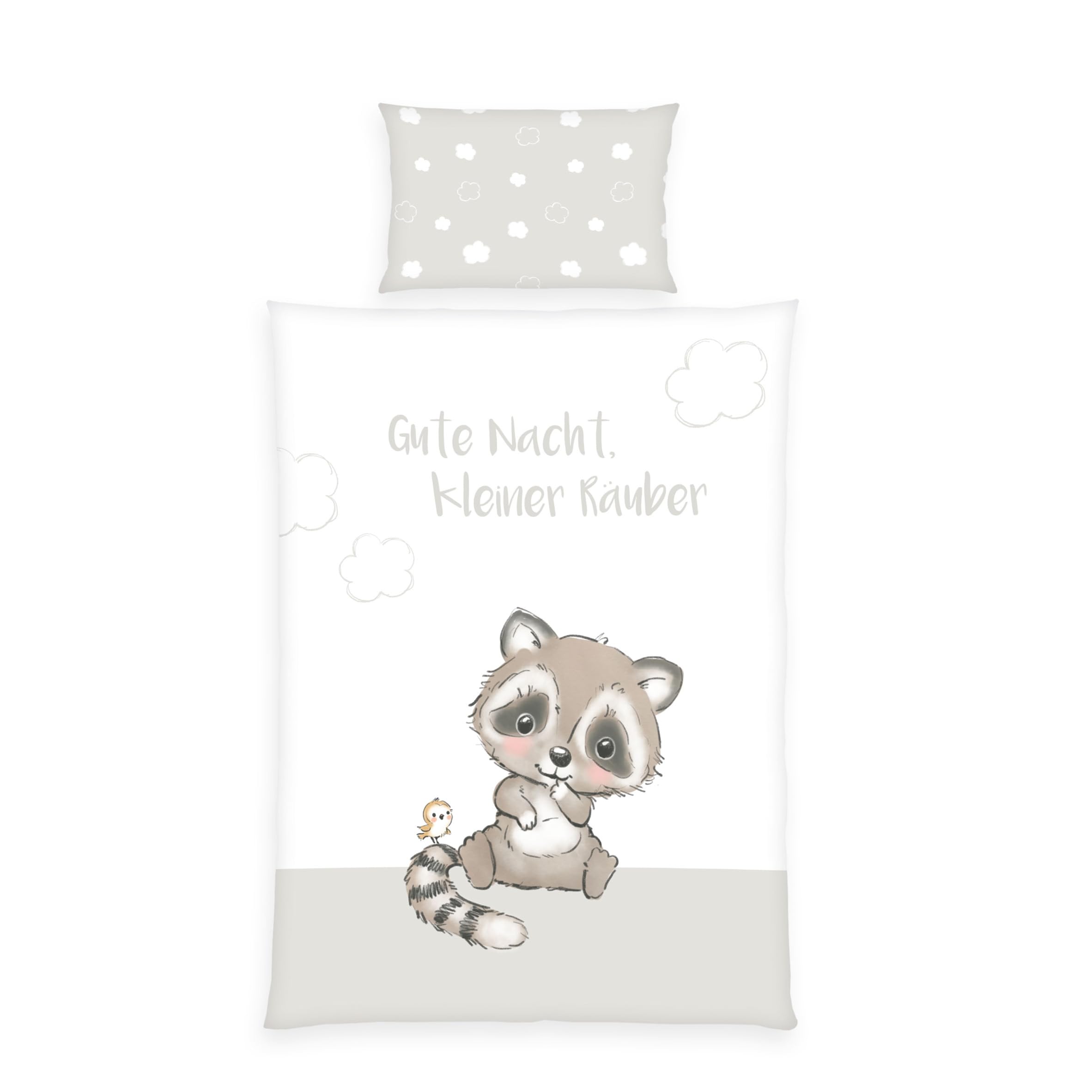 Herding Babybest Little Robber Bed Linen, Made in Green, Pillowcase 40 x 60 cm with Envelope Closure, Duvet Cover 100 x 135 cm, with Zip, 100% Cotton/Renforcé