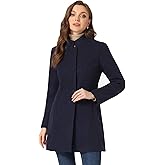 Allegra K Women's Winter Overcoat Mid-Long Stand Collar Single Breasted Coat Outerwear