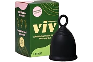 VIV FOR YOUR V. Viv for Your V Large Premium Menstrual Cups for Heavy Flow, Pull Tab Ring Stem Easy Removal, Soft Tampon Alternative, Comfortable 12 Hour Wear, Medical-Grade Silicone Reusable Period Cup