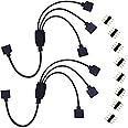 TronicsPros 2pcs 4 Pin LED Splitter Cable RGB LED Strip Splitter 3 Way Splitter LED Tape 1 to 3 Splitter LED Strip Connector SMD 5050 3528 2835 RGB LED Ribbon Splitter- 30cm/12inch Long, Black