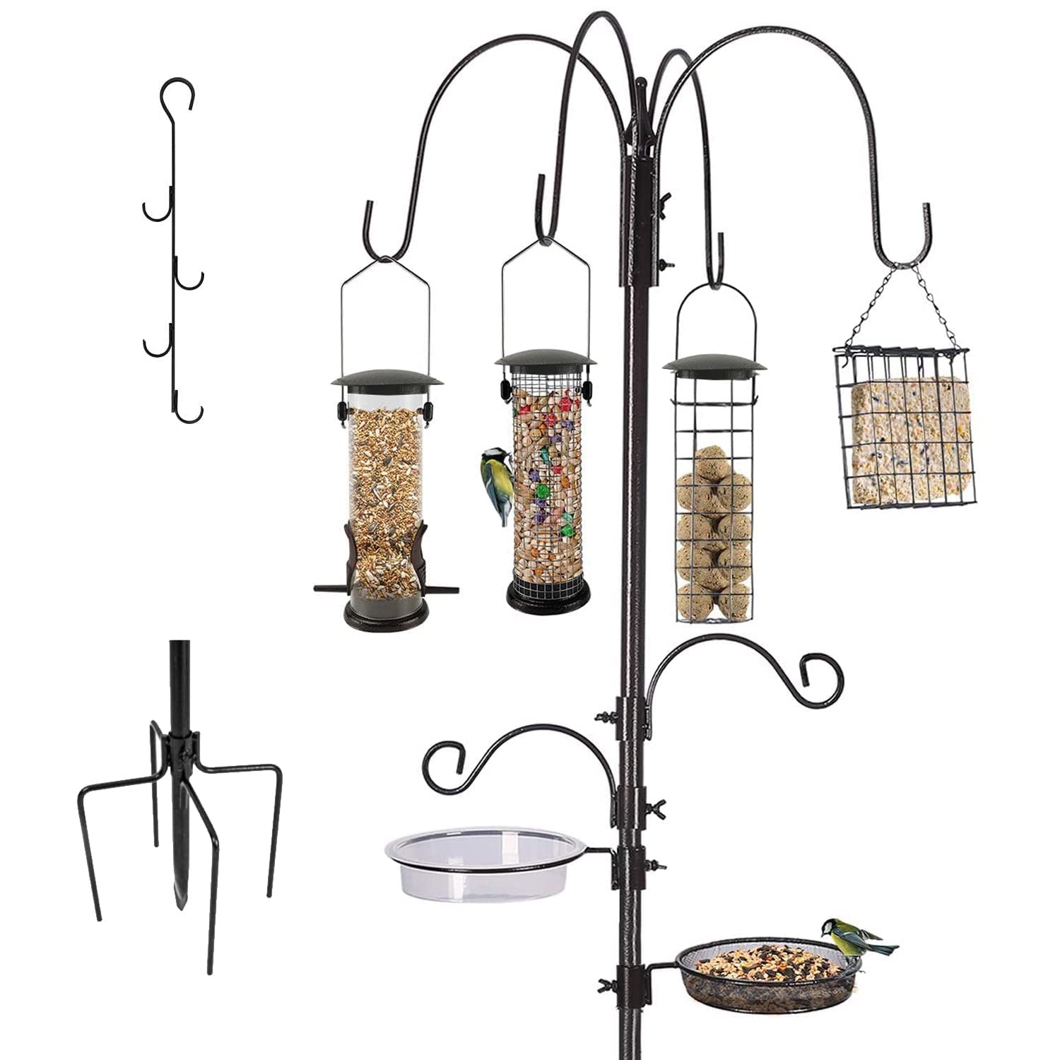 Photo 1 of Bird Feeding Station Kit Pole Wild Bird Feeder Hanging Planter Hanger Multi Feeder Hanging with Metal Suet Feeder Bird Bath for Attracting Wild Birds