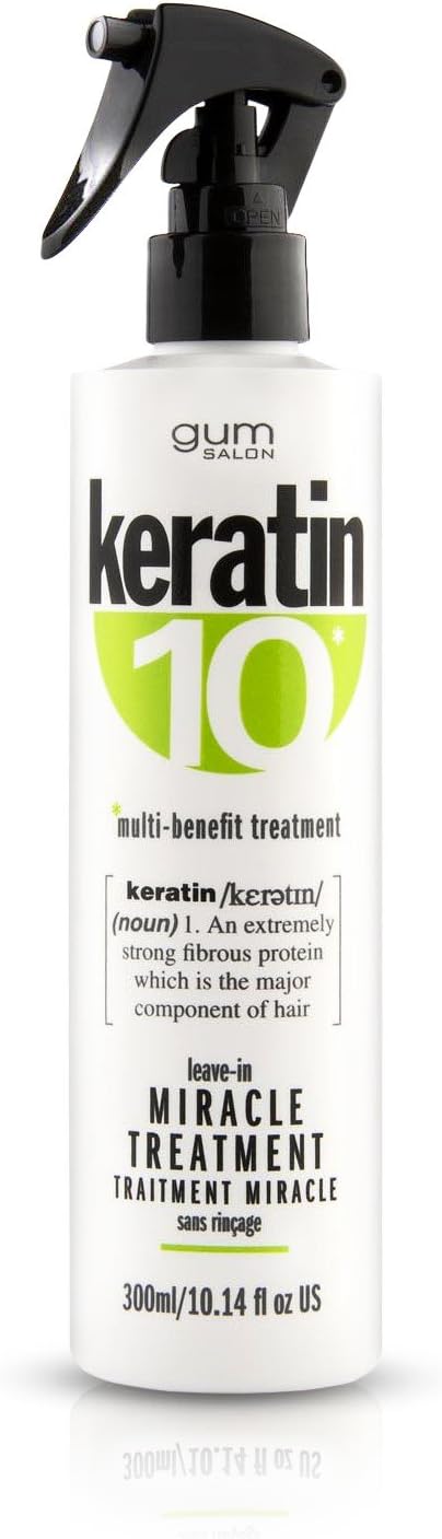 KERATIN 10 gum salon LEAVE IN MIRACLE TREATMENT 300ml RSP £19.99, 300 ml (Pack of 1)
