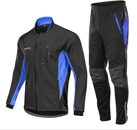 Amazon Co Jp メンズサイクリングは暖かいサーマル耐水性mtbマウンテンバイクジャケット冬のメンズファッション通気性軽量サイクリング服スーツ ブルー L ホーム キッチン