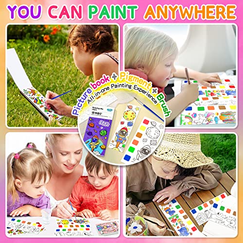 4-Pack Pocket Watercolor Painting Book, Magic Pocket Watercolor Book, Watercolor Painting Book for Kids, Watercolor Paint Bookmark,Travel Pocket Painted Kit for Artist,Beginners,Students Painters