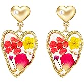 Personalized Handmade Wildflower Earrings Pressed Resin Dry Flowers Gold Teardrop Earrings Drop Dangle Earring For Women Girls Gift for Woman (Color 6)