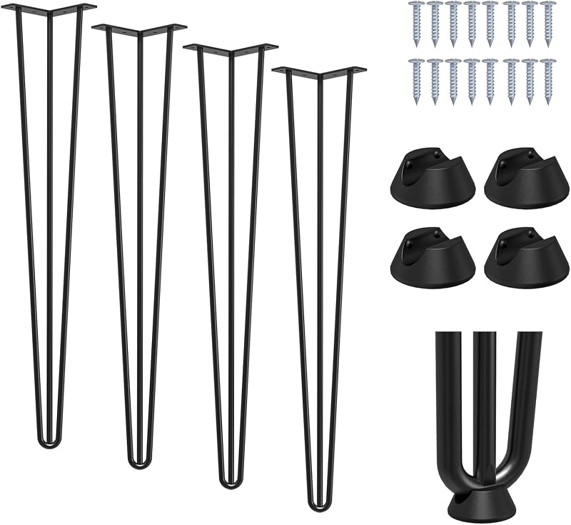 Signstek 28in 10mm Metal Table Legs, 3 Rods, Black, Set of 4, DIY Desk/Table