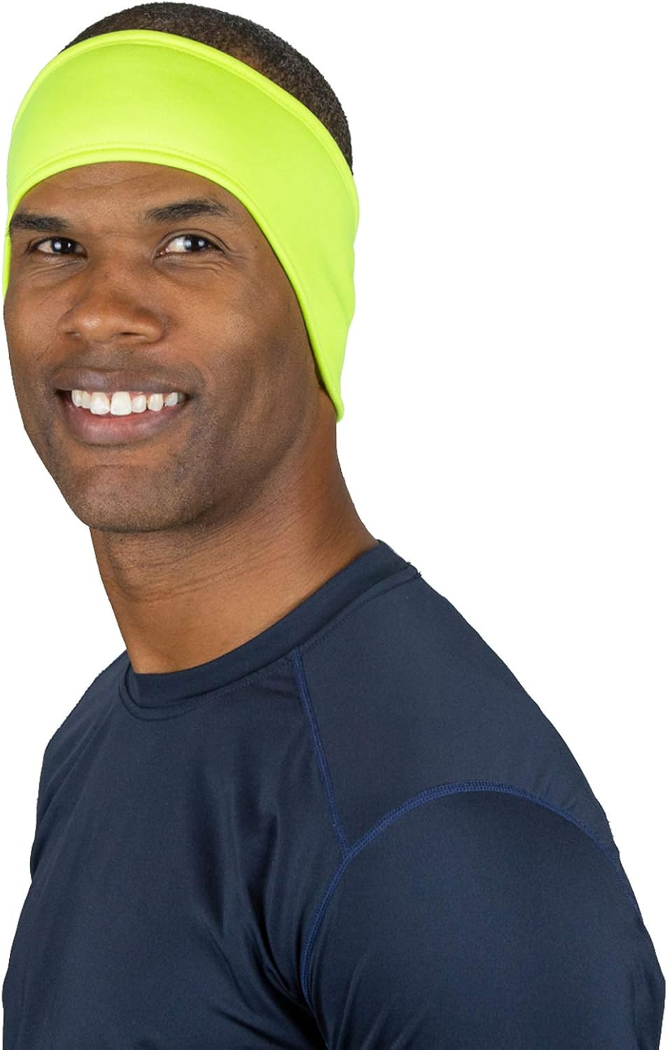 TrailHeads Tempo Running Headband -Under Helmet Ear Protection and Lightweight Touchscreen Running Gloves - hi-vis (small): Clothing