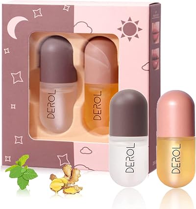 KAIYOCA Lip Plumper Set Day & Night Fuller Hydrating Reduce Lines 2pcs