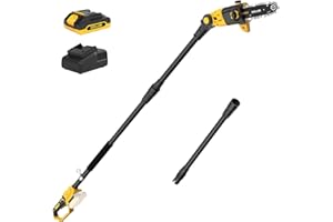 ZEGJAW Pole Saw, 8-Inch Pole Saw for Tree Trimming Cordless 15-FT Max Reach, Auto Oiling, Tool-Less Electric Pole Saws, Tree Trimmer with Battery & Fast Charger