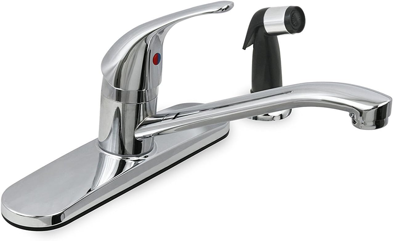 Highcraft 395I4 Brass Single Lever Handle Kitchen Faucet with Side Spray Polished Chrome